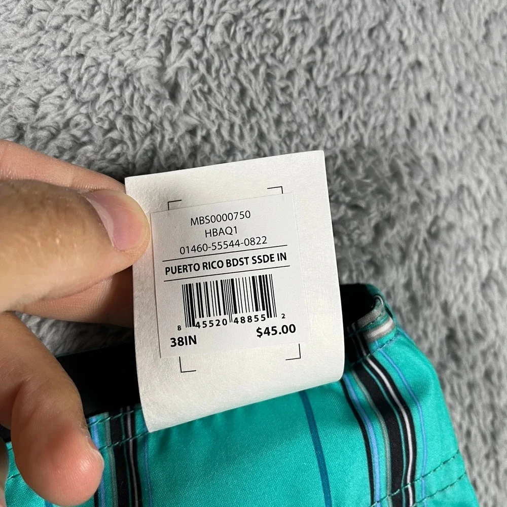 Hurley Board Shorts Mens 38 Teal Plaid 22 in Swim Trunks Drawstring